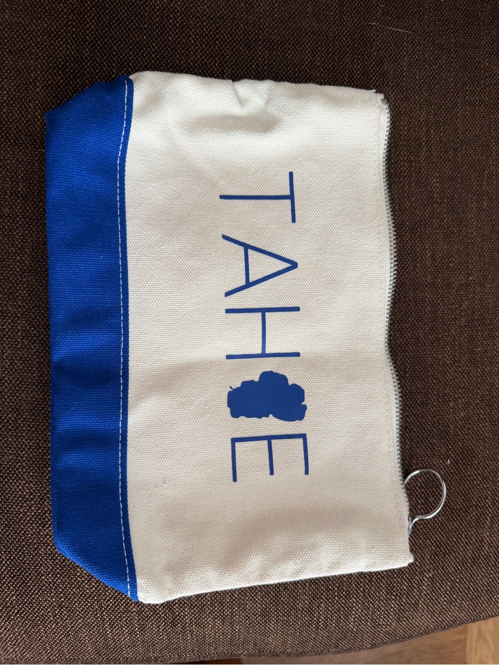 Canvas Travel Pouch in Blue and Cream
